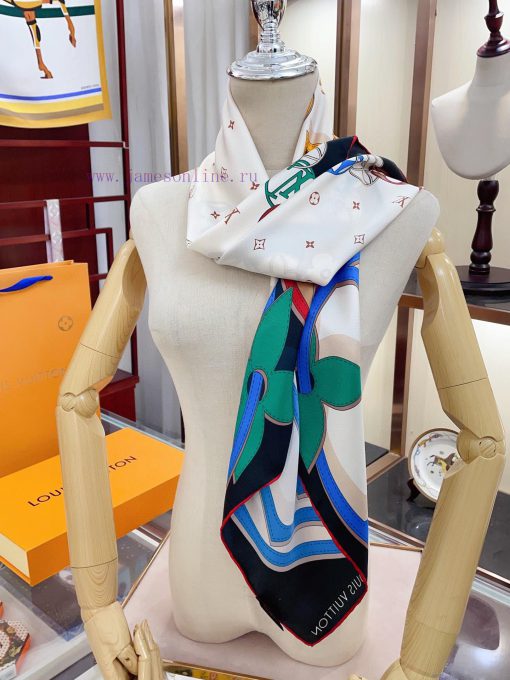 The new LV silk product with a large flower logo is a 90 inch silk square scarf. The Rising tm50xgxd - Image 9