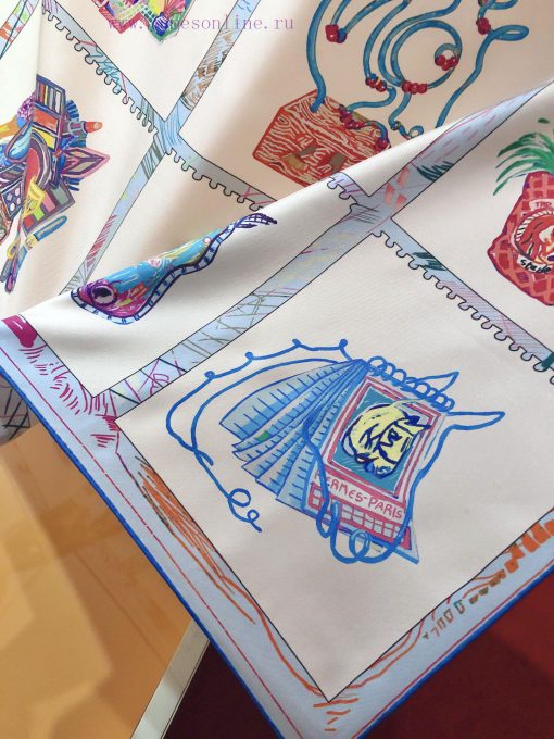 The original HERMES horse prism 90cm silk handkerchief designer depicted sixteen horses on t7ndvve9s - Image 7