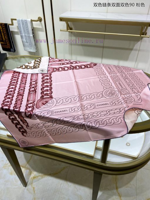 The new Chanel two-color chain double-sided two-color 90 silk square scarf is highly recommerwzcnjx7 - Image 10