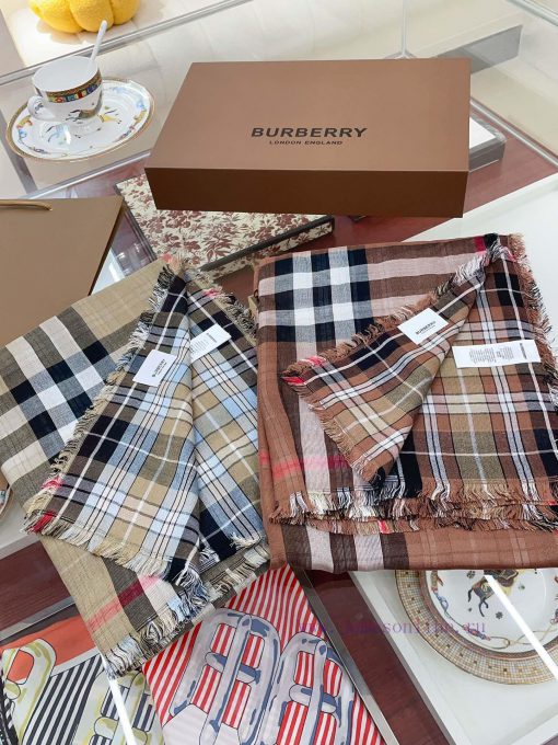 B Fine Grid Double sided Long Scarf Burberry's New Double sided Dual use Grid Pattern Cashmemgm6ud0a - Image 3