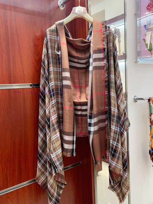 B Fine Grid Double sided Long Scarf Burberry's New Double sided Dual use Grid Pattern Cashmemgm6ud0a - Image 6