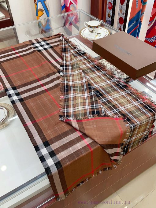 B Fine Grid Double sided Long Scarf Burberry's New Double sided Dual use Grid Pattern Cashmemgm6ud0a - Image 7