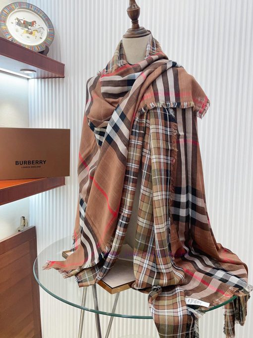 B Fine Grid Double sided Long Scarf Burberry's New Double sided Dual use Grid Pattern Cashmemgm6ud0a - Image 9
