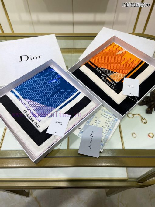 The new DO Home D color blocked pattern 90 silk square scarf is recommended for VIP customer14zfe74z - Image 3