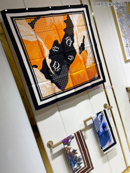 The new DO Home D color blocked pattern 90 silk square scarf is recommended for VIP customer14zfe74z - Image 4