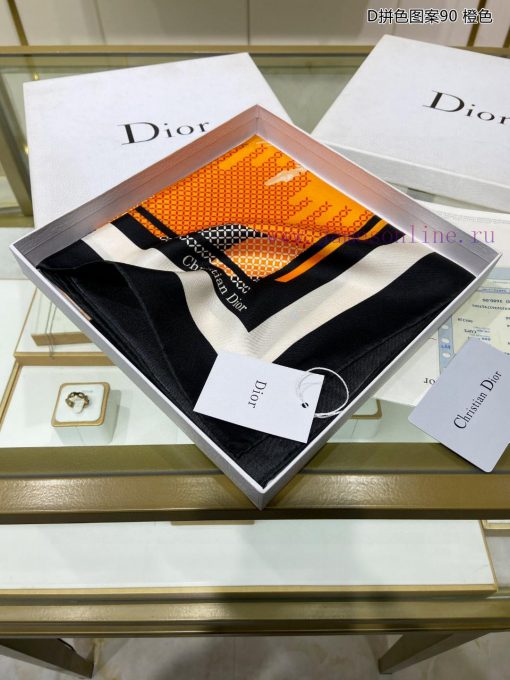 The new DO Home D color blocked pattern 90 silk square scarf is recommended for VIP customer14zfe74z - Image 5