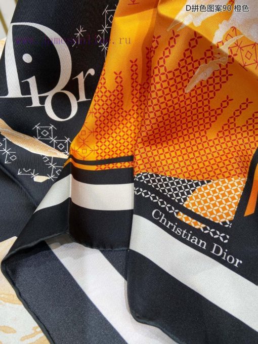 The new DO Home D color blocked pattern 90 silk square scarf is recommended for VIP customer14zfe74z - Image 11