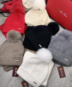 LP Home Wool Set Hat - With Fox Hair Ball Classic Set Hat Scarf Warm and Super Comfortable~Wkaqyq8se