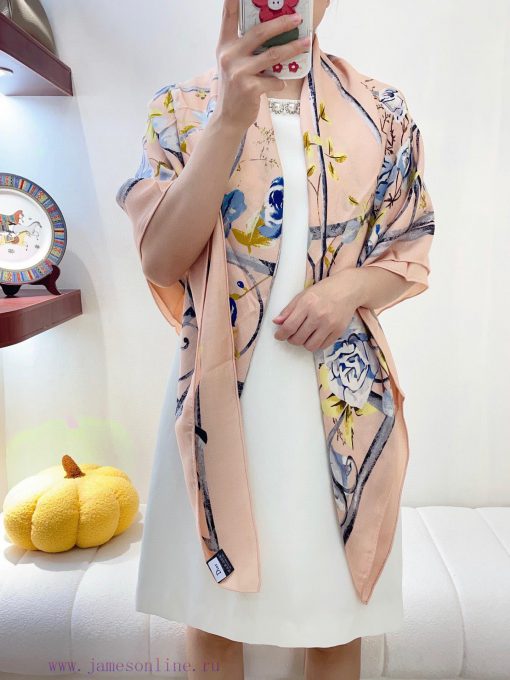 Double sided same color, new Dior Garden Botanique shawl with romantic floral patterns, remiacqisbpz - Image 2