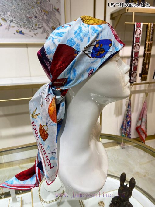 The cattle goods are really praised. L Hot air balloon double-sided 90 silk square towel is kcf8z5l7 - Image 7