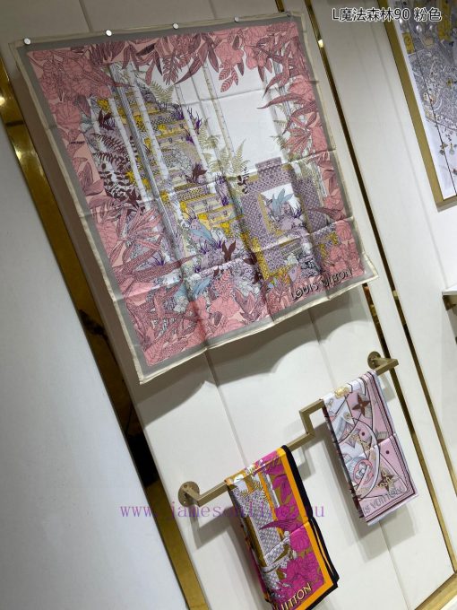 The high-end customized Lvjia L Magic Forest 90 double-sided same color silk square scarf, Auxhjut76 - Image 4