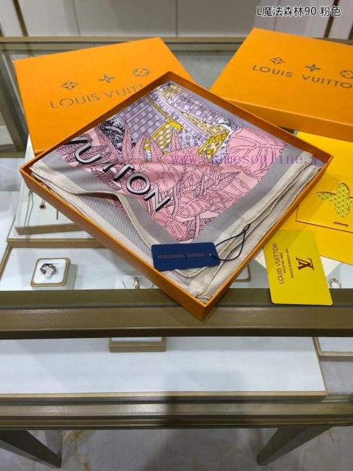 The high-end customized Lvjia L Magic Forest 90 double-sided same color silk square scarf, Auxhjut76 - Image 5