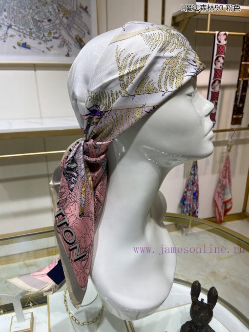 The high-end customized Lvjia L Magic Forest 90 double-sided same color silk square scarf, Auxhjut76 - Image 6