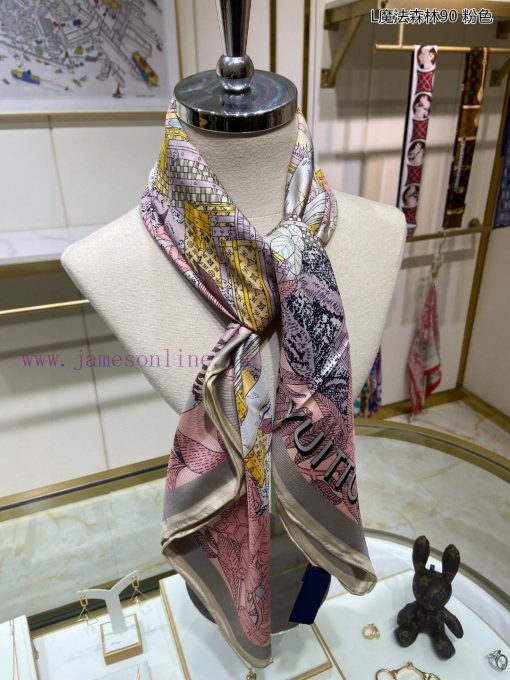 The high-end customized Lvjia L Magic Forest 90 double-sided same color silk square scarf, Auxhjut76 - Image 7