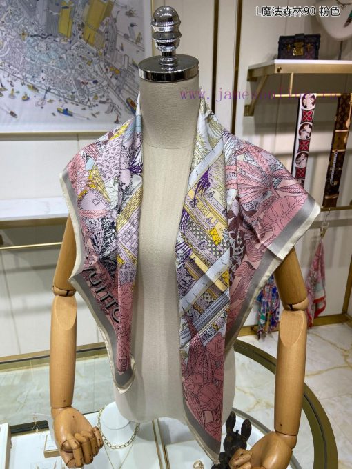 The high-end customized Lvjia L Magic Forest 90 double-sided same color silk square scarf, Auxhjut76 - Image 9