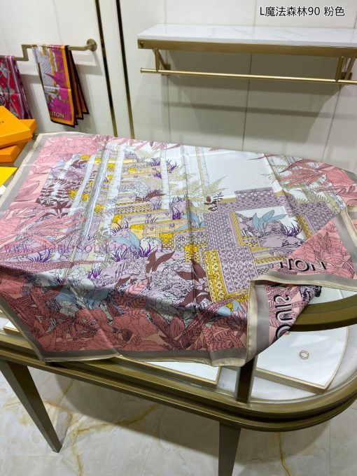 The high-end customized Lvjia L Magic Forest 90 double-sided same color silk square scarf, Auxhjut76 - Image 10