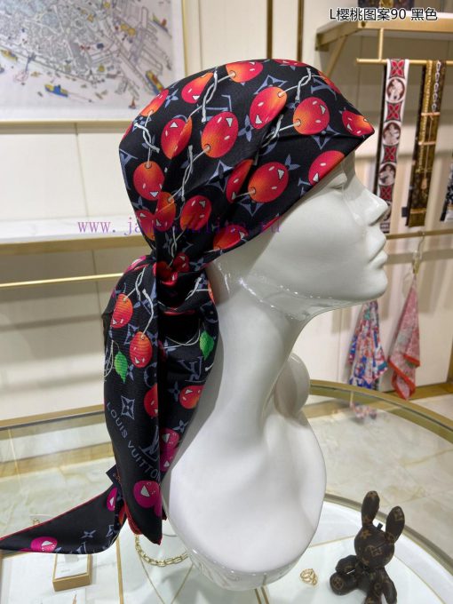 Sincerely praise the Lvjia L Cherry Pattern 90 Silk Square Towel, which integrates cherry cr7l25o5nz - Image 5