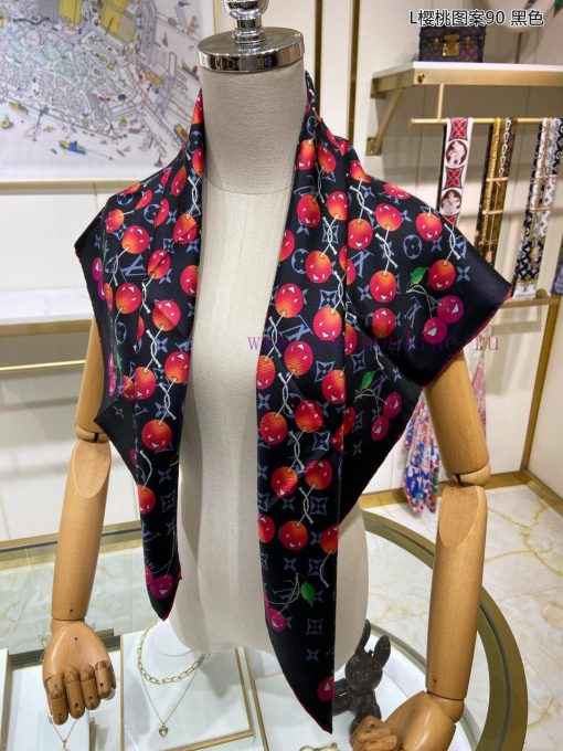 Sincerely praise the Lvjia L Cherry Pattern 90 Silk Square Towel, which integrates cherry cr7l25o5nz - Image 8
