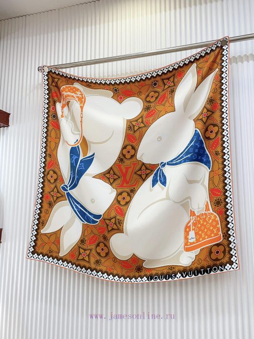 LV Year of the Rabbit Limited Series Heavyweight Silk Scarves The combination of Rabbit and r7atiivm - Image 4