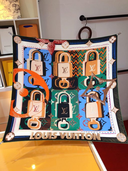 The original Lv is selling the Arty LV Unlocked 90cm silk handkerchief, which features creat9kguag00 - Image 4