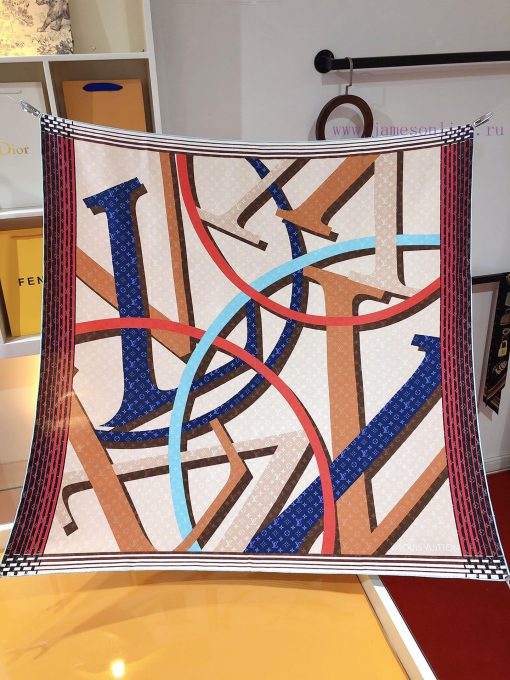 The original LvPLANET LV90cm silk square scarf exudes the colorful posture of Pop Art. The Pe52s3kir - Image 4