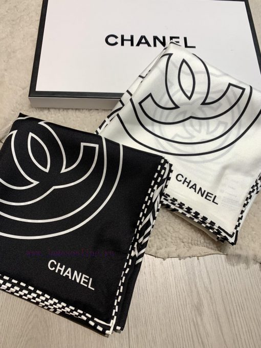The new double C-line logo 90 double-sided same color printed silk square scarf is highly rejyfrdr1f - Image 5