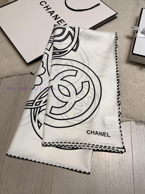 The new double C-line logo 90 double-sided same color printed silk square scarf is highly rejyfrdr1f - Image 10