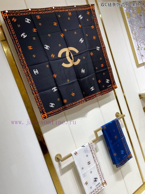 Chanel Double C Chain Edging 90 Silk Square Scarf for VIP Recommendation: Hurry up! High endjxikj1ca - Image 4