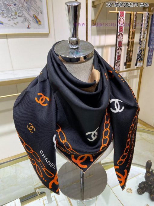 Chanel Double C Chain Edging 90 Silk Square Scarf for VIP Recommendation: Hurry up! High endjxikj1ca - Image 8