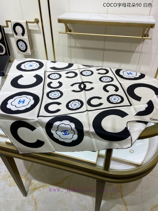 Chanel Coco Letter Flower 90 Silk Square Scarf is recommended for VIP customers. Be sure to yqqk0ce4 - Image 8