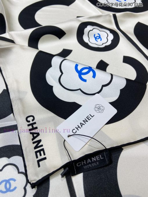 Chanel Coco Letter Flower 90 Silk Square Scarf is recommended for VIP customers. Be sure to yqqk0ce4 - Image 9
