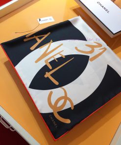Original Chanel signature 90cm silk square scarf, made of top-quality twill silk material. P50bik3ne