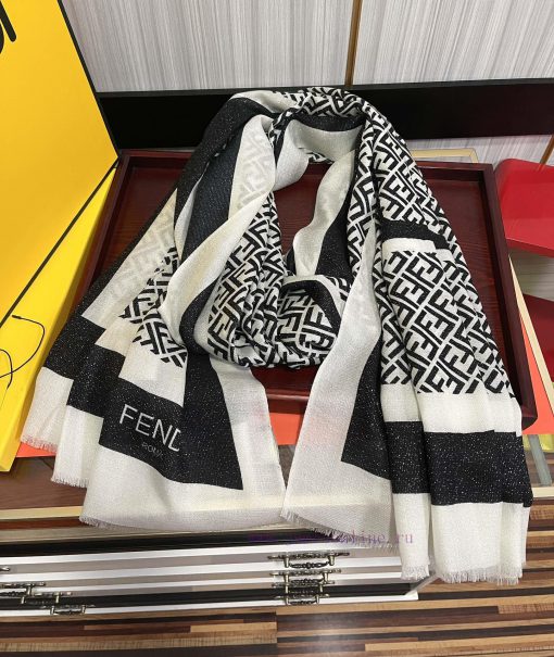 F Home 2024 Silver Silk FF Chain Silver Silk Printed Long Scarf is a very easy to match item7btw6tpp - Image 4