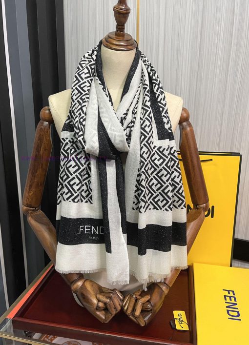 F Home 2024 Silver Silk FF Chain Silver Silk Printed Long Scarf is a very easy to match item7btw6tpp - Image 9
