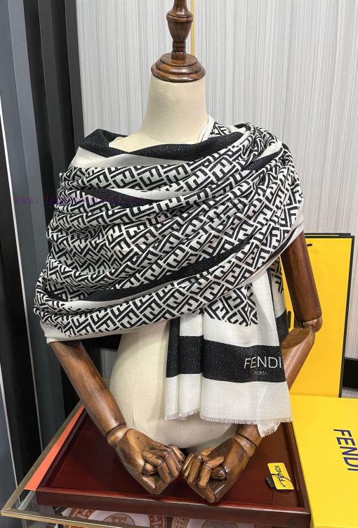 F Home 2024 Silver Silk FF Chain Silver Silk Printed Long Scarf is a very easy to match item7btw6tpp - Image 10