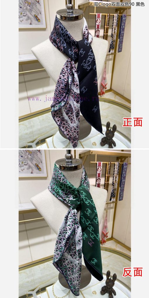 The new Chanel dual Clogo double-sided dual color 90 silk square scarf is highly recommendeddprlr8nb - Image 7