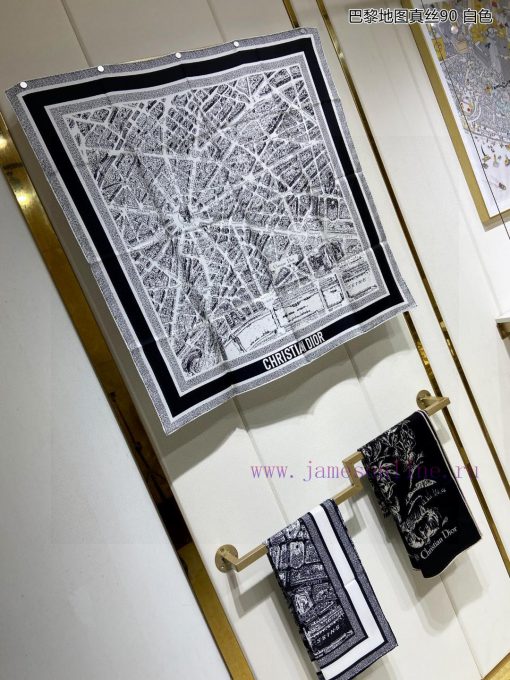 The latest flagship Paris map silk 90 double-sided same color silk square scarf is a perfectbux2csad - Image 5