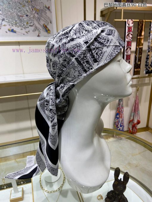 The latest flagship Paris map silk 90 double-sided same color silk square scarf is a perfectbux2csad - Image 7