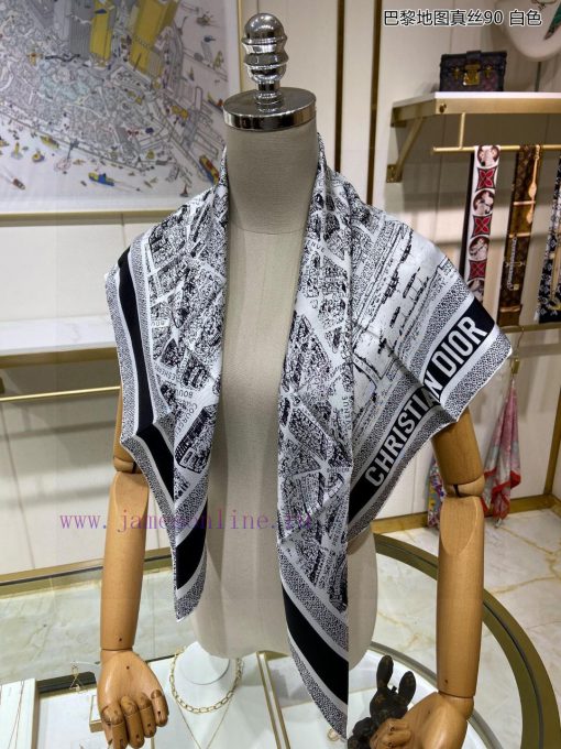 The latest flagship Paris map silk 90 double-sided same color silk square scarf is a perfectbux2csad - Image 9