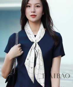 High end customized Chanel line pattern 90 double-sided same color silk square scarf for VIP6p74ov2x