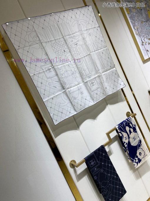High end customized Chanel line pattern 90 double-sided same color silk square scarf for VIP6p74ov2x - Image 5