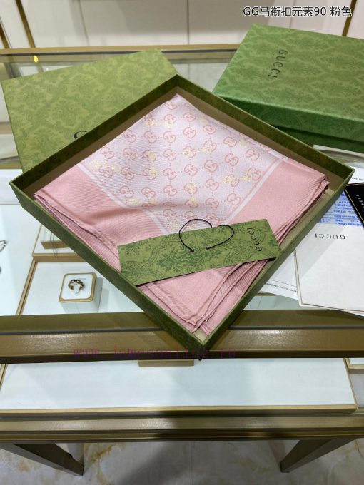 The new G family GG horseclip element 90 silk double-sided printed square scarf features a cvfark9c6 - Image 6