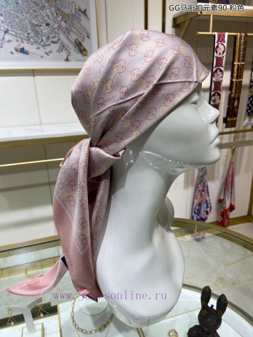 The new G family GG horseclip element 90 silk double-sided printed square scarf features a cvfark9c6 - Image 7