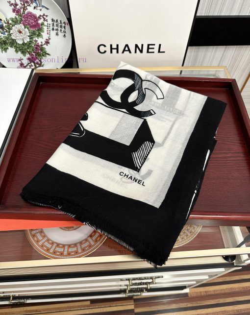 Chanel 2024 is so beautiful that it's a heart wrenching flower double c cashmere long scarf.bsaf4ozz - Image 4