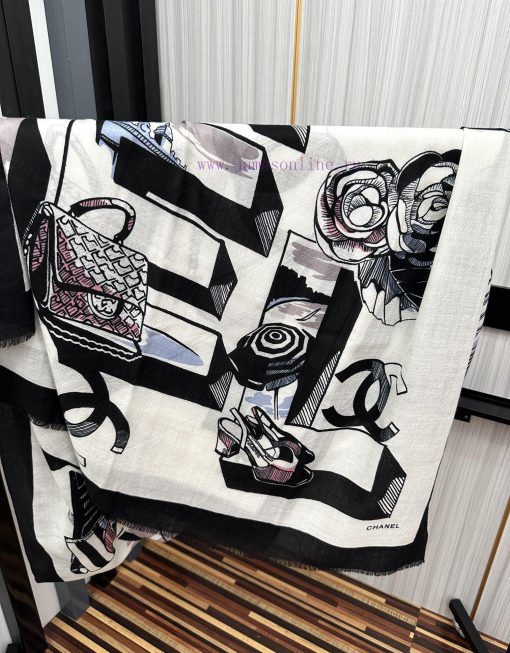 Chanel 2024 is so beautiful that it's a heart wrenching flower double c cashmere long scarf.bsaf4ozz - Image 7