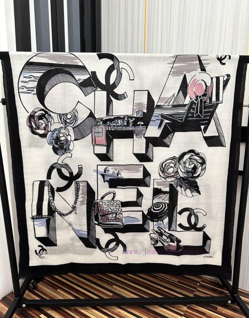 Chanel 2024 is so beautiful that it's a heart wrenching flower double c cashmere long scarf.bsaf4ozz - Image 8