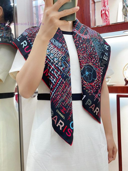 The new Chanel colored striped letter silk square scarf is highly recommended by VIPs. You mre9acdx3 - Image 2