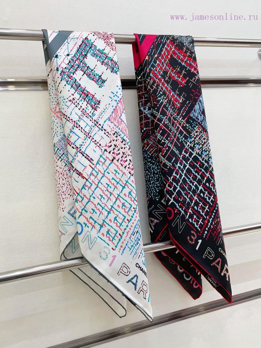 The new Chanel colored striped letter silk square scarf is highly recommended by VIPs. You mre9acdx3 - Image 4