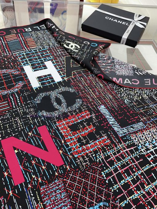The new Chanel colored striped letter silk square scarf is highly recommended by VIPs. You mre9acdx3 - Image 6