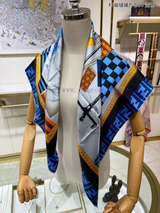 Synchronized with the latest FF flagship FF tailor shop square scarf, a 90 inch silk square q0ccc4vq - Image 9